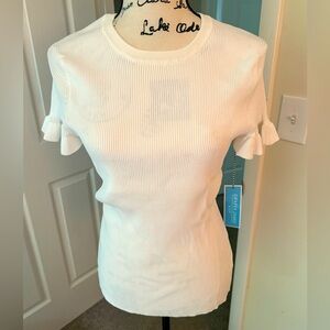 Draper James White Ribbed Sweater NWT Size L